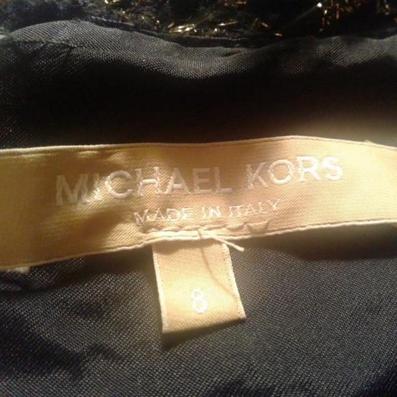 Metallic Tweed Raw-Edge Trim A-Line Dress, Blk&Gld - Picture 7 of 7